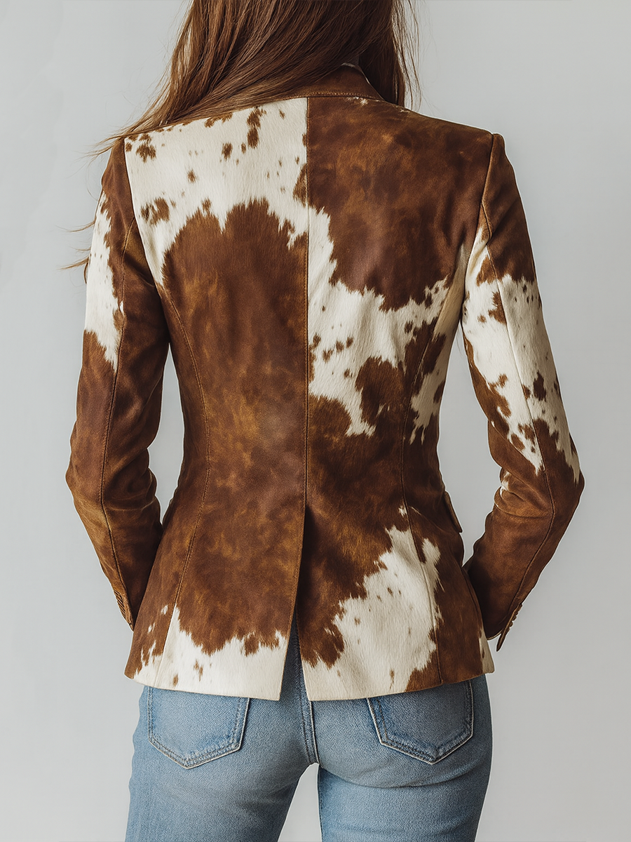 Agathe | Vintage Cow Print Blazer Eco-Friendly