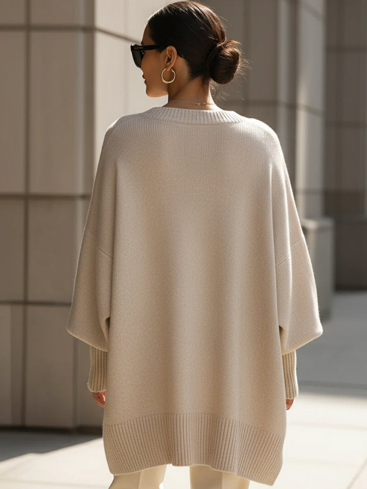 Jennifer | Oversized Sweater with Draping and Wide Neckline