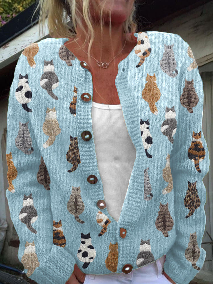 Marianne | Cozy Cat Print Cardigan