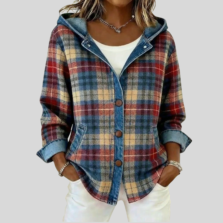 Hildred | Plaid Shacket with Hood