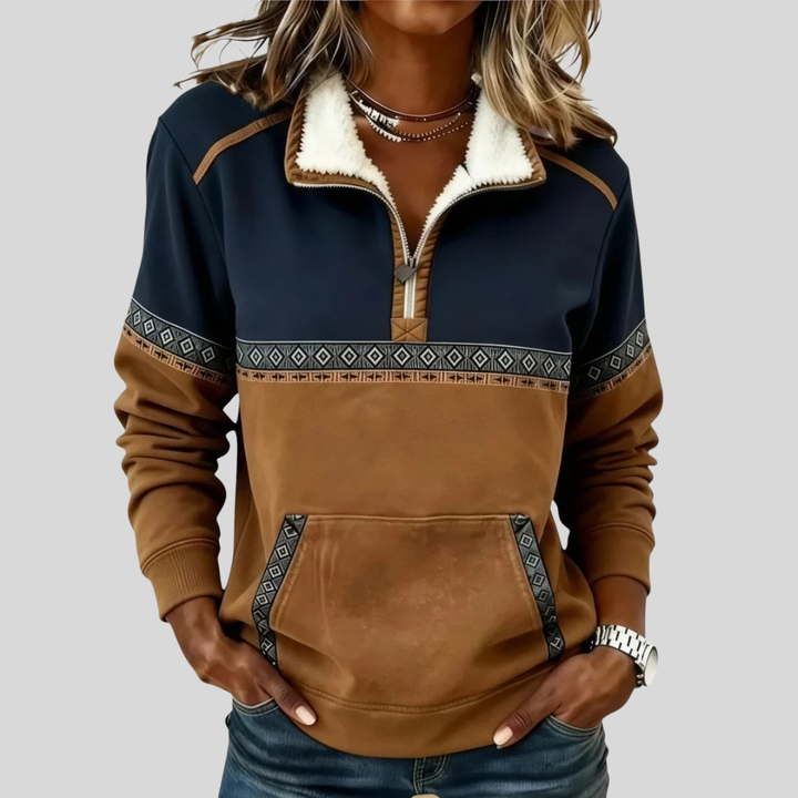 Alvette | Pullover with Sherpa Collar and Half Zip