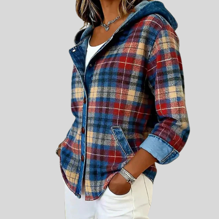 Hildred | Plaid Shacket with Hood