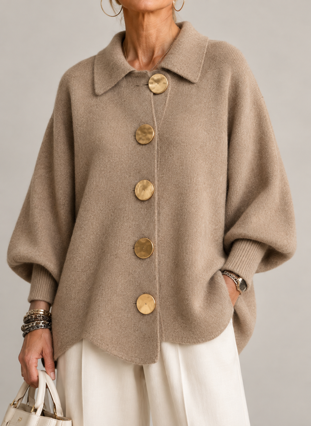 Ardelle™ | Oversized Cardigan with Collar
