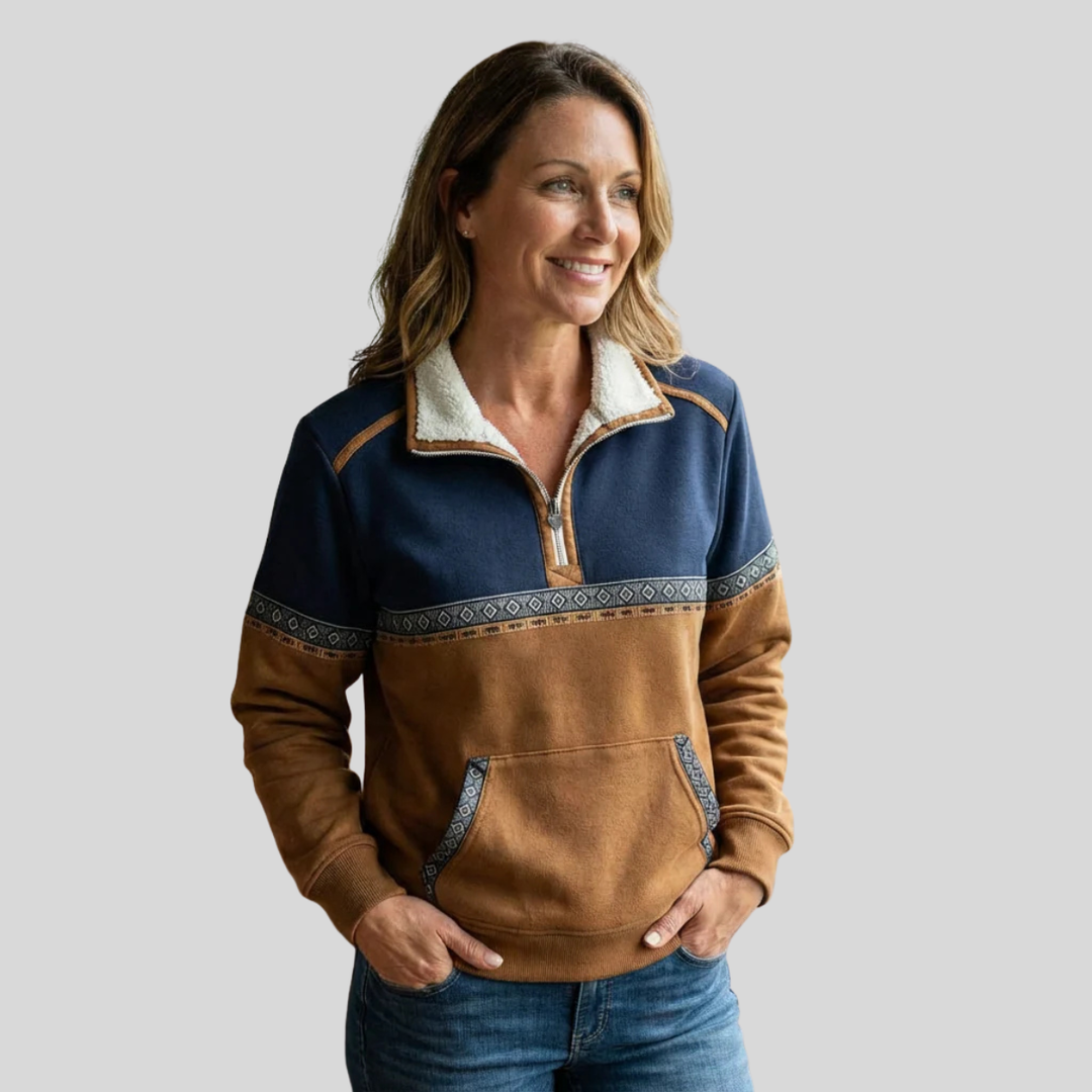 Alvette | Pullover with Sherpa Collar and Half Zip
