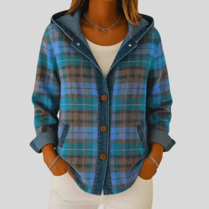 Hildred | Plaid Shacket with Hood