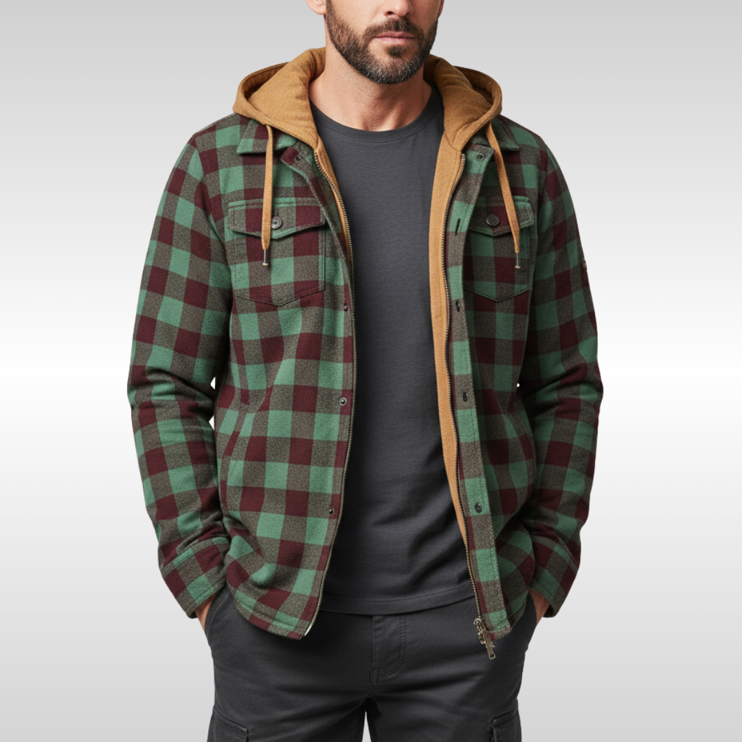 RICHARD - CHECKED JACKET WITH HOOD