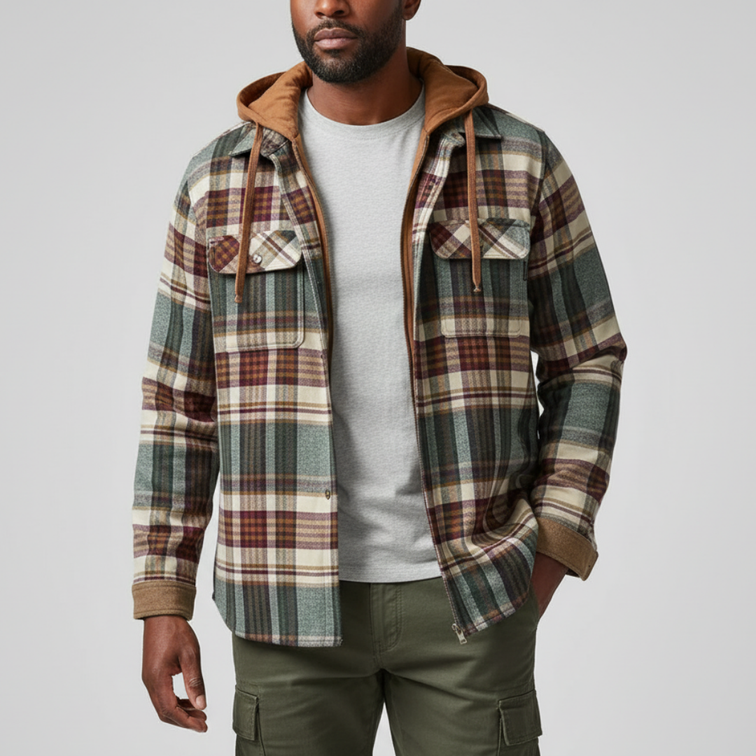 RICHARD - CHECKED JACKET WITH HOOD