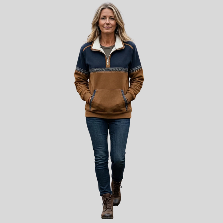 Alvette | Pullover with Sherpa Collar and Half Zip