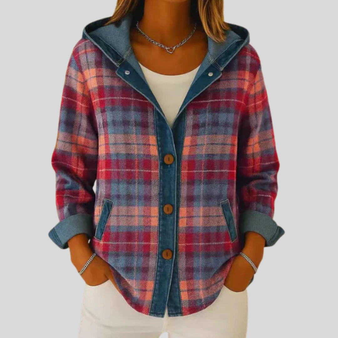 Hildred | Plaid Shacket with Hood