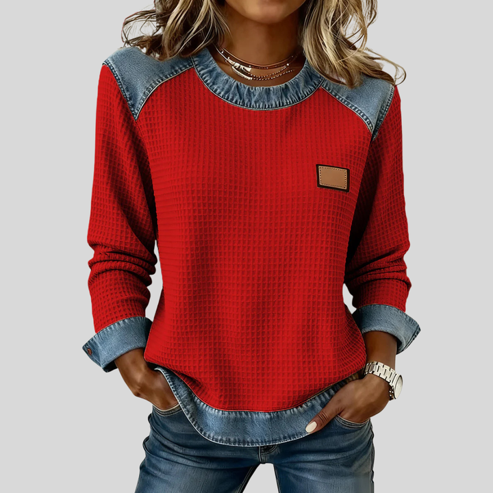 Delancine | Patchwork Sweatshirt in Honeycomb Fabric