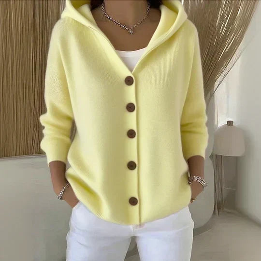 Merel | Knitted cardigan with hood and buttons