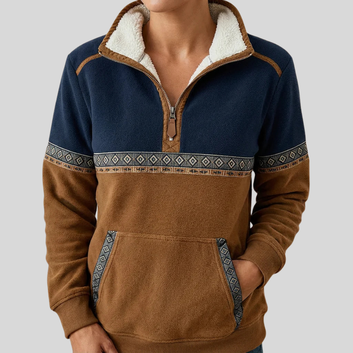 Alvette | Pullover with Sherpa Collar and Half Zip