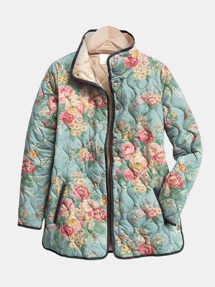 DELACROIX | Quilted Jacket Celadon Roses Mathilde