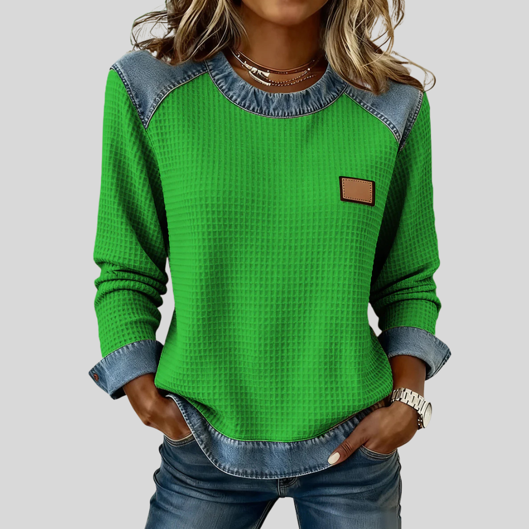 Delancine | Patchwork Sweatshirt in Honeycomb Fabric
