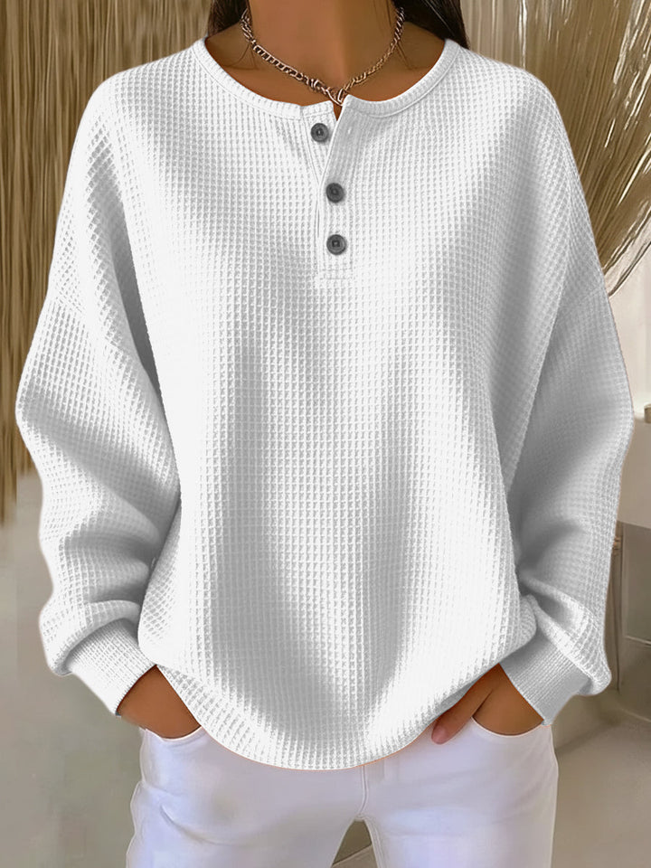 Bregje | Cozy Henley Sweatshirt with Waffle Texture