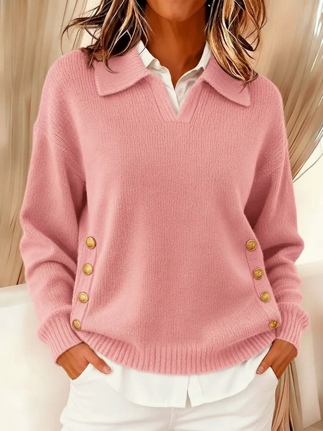 Rieke | Sweater with V-neck and Collar