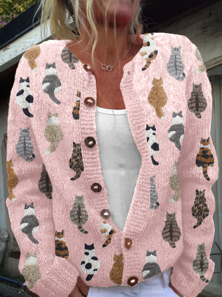 Marianne | Cozy Cat Print Cardigan