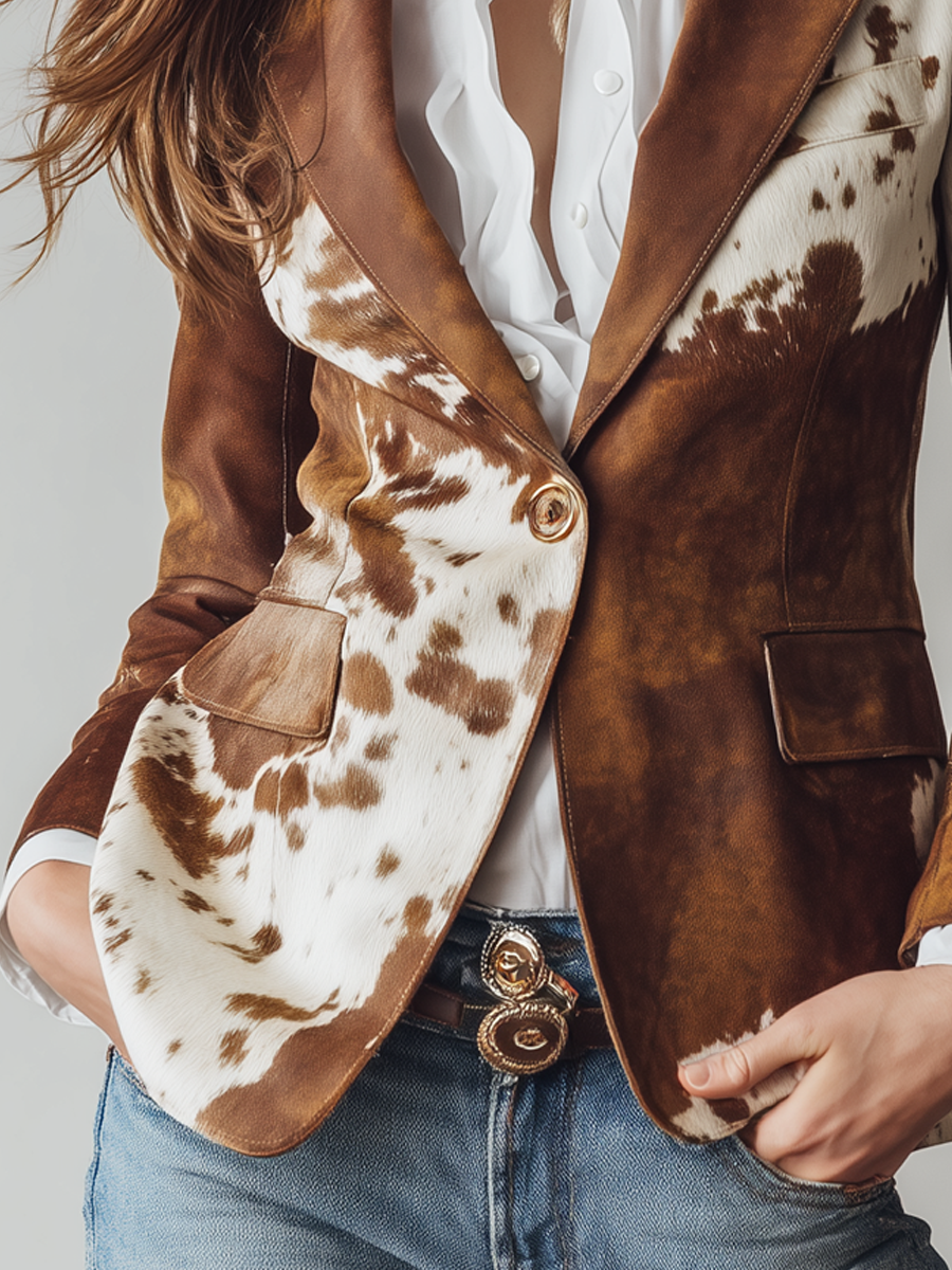 Agathe | Vintage Cow Print Blazer Eco-Friendly