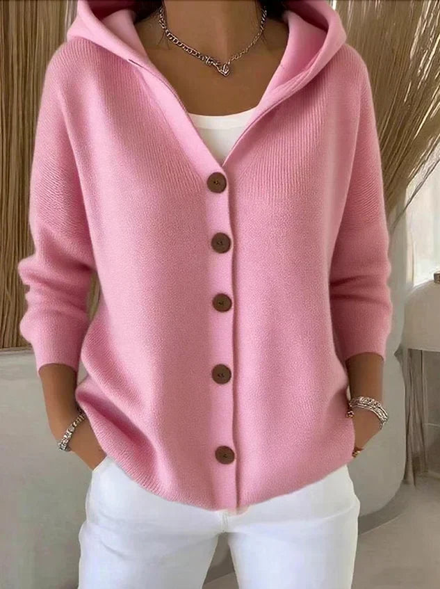 Merel | Knitted cardigan with hood and buttons