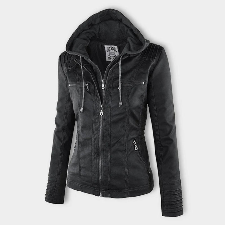Cordelia - Elegant Hooded Biker Jacket