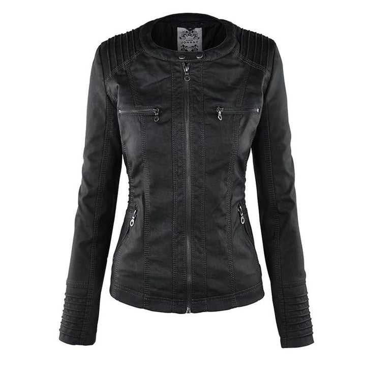 Cordelia - Elegant Hooded Biker Jacket