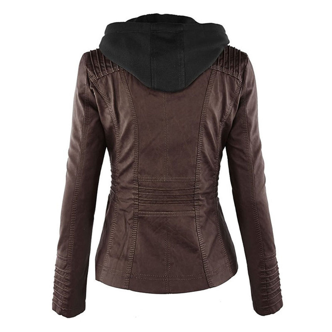 Cordelia - Elegant Hooded Biker Jacket