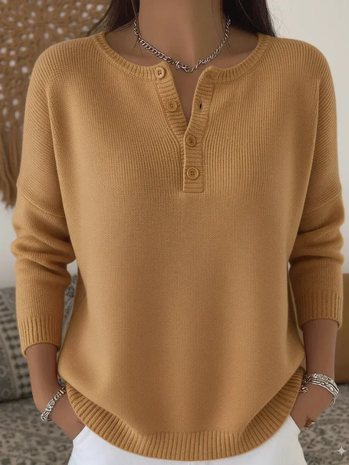Grietje | Henley Knitted Sweater with Buttons