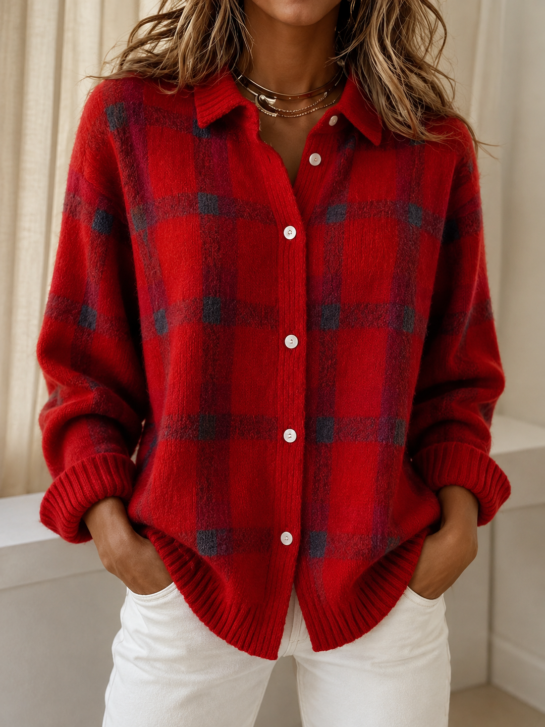 DANA | Plaid knit cardigan