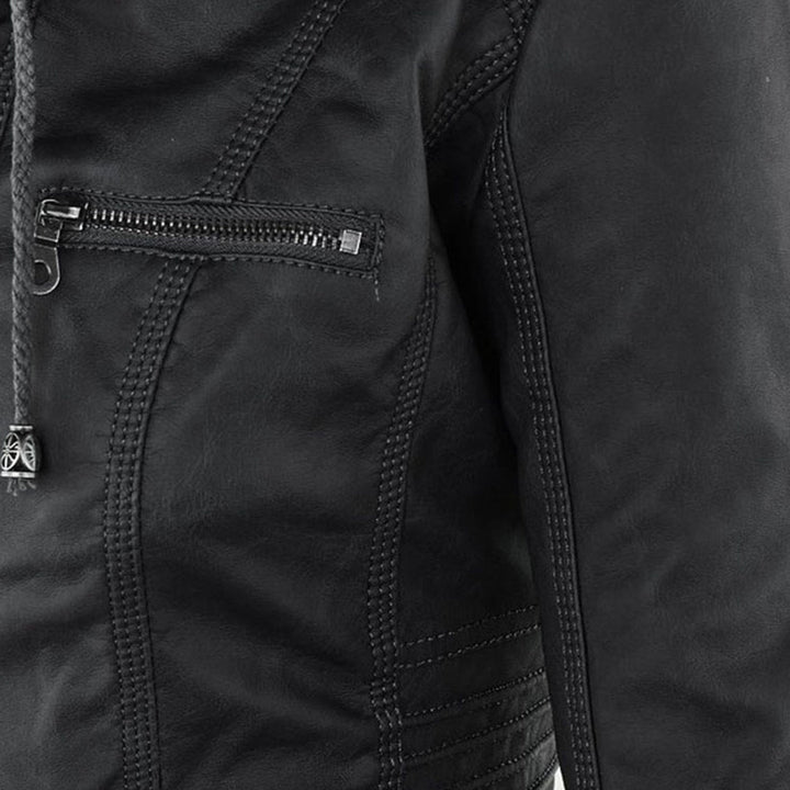 Cordelia - Elegant Hooded Biker Jacket