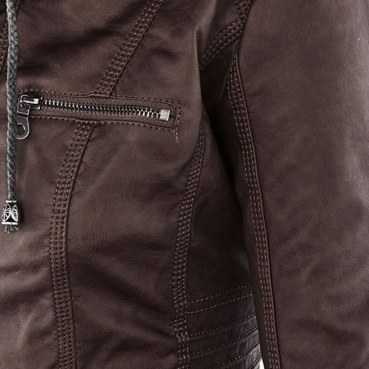Cordelia - Elegant Hooded Biker Jacket