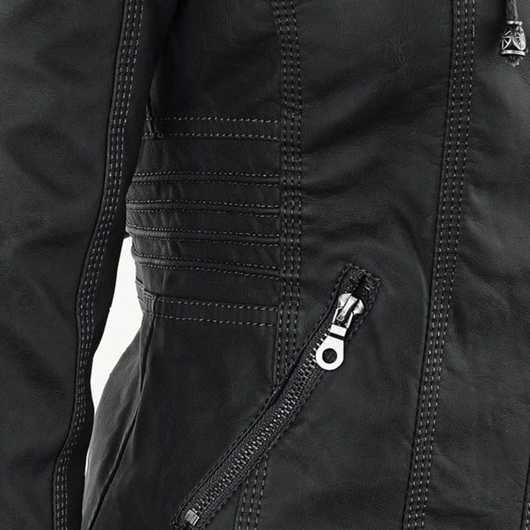 Cordelia - Elegant Hooded Biker Jacket