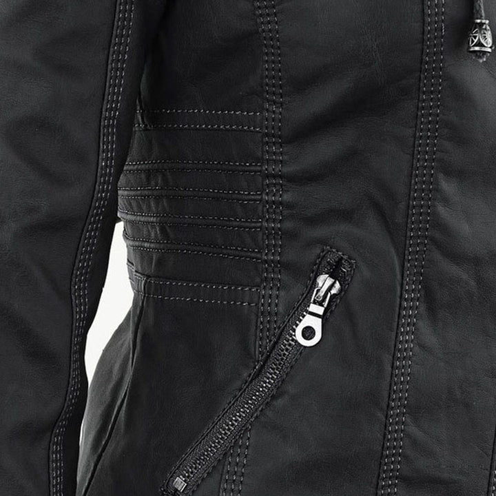 Cordelia - Elegant Hooded Biker Jacket