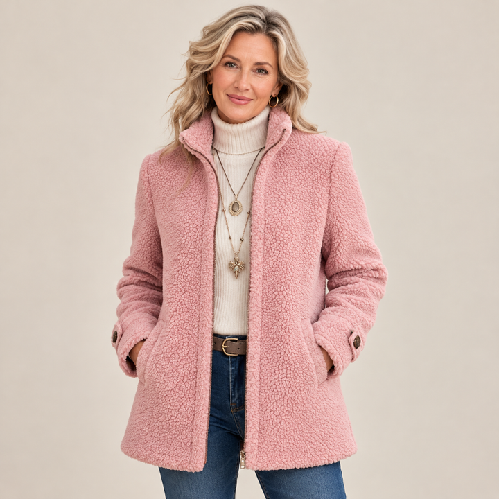 Hazel - Textured Fleece Zip-Up Jacket