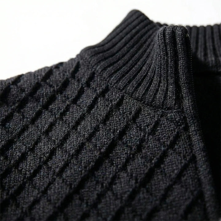 Knitted men's sweater | Knitted cardigan with zipper and high collar
