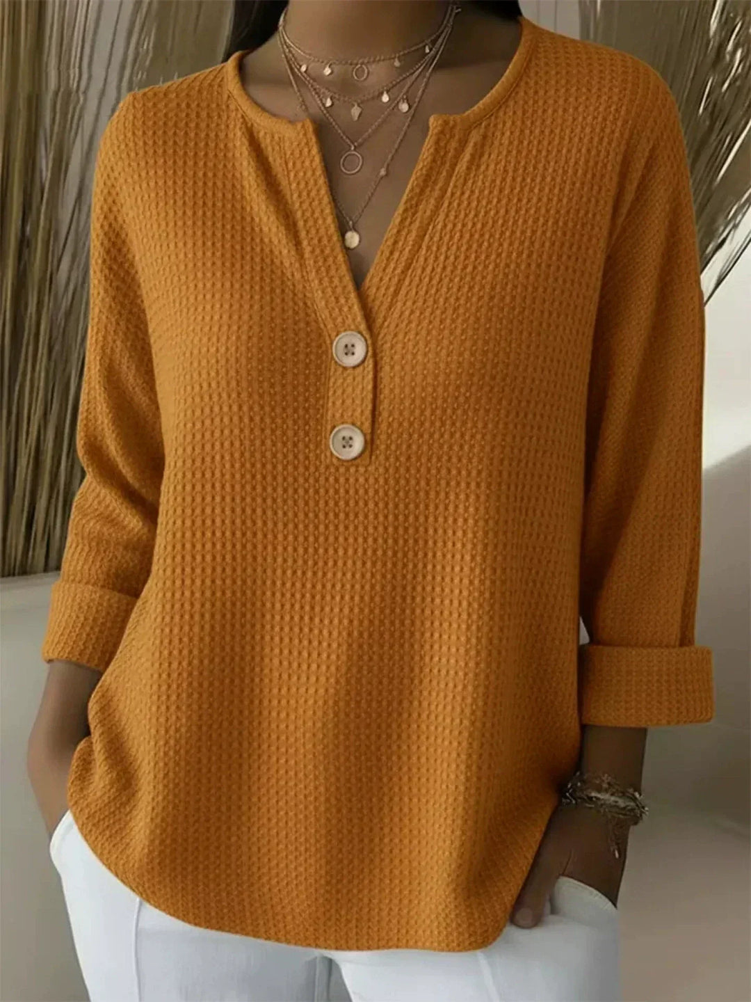 Aaltje | Top with Henley Buttons
