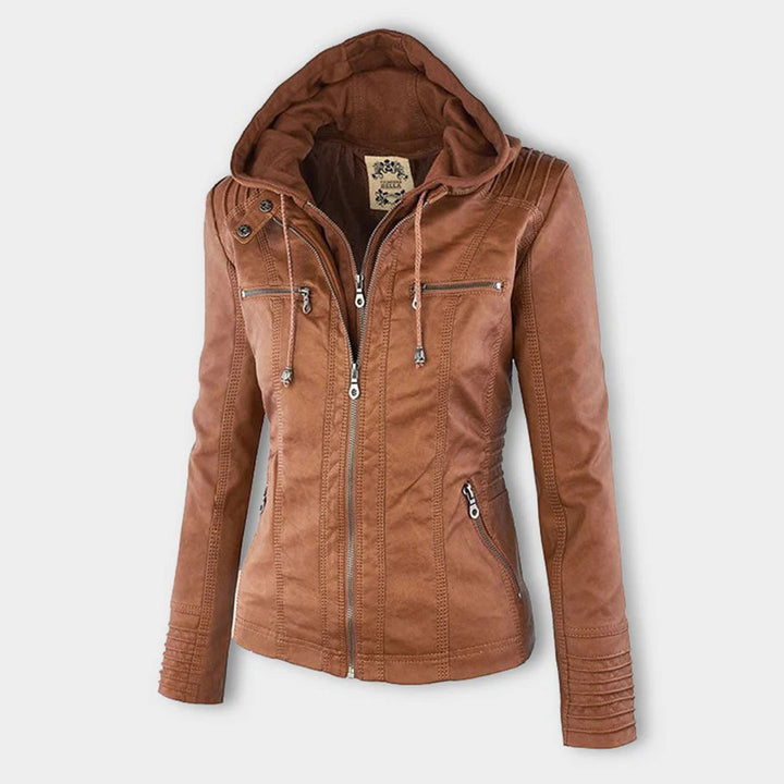 Cordelia - Elegant Hooded Biker Jacket