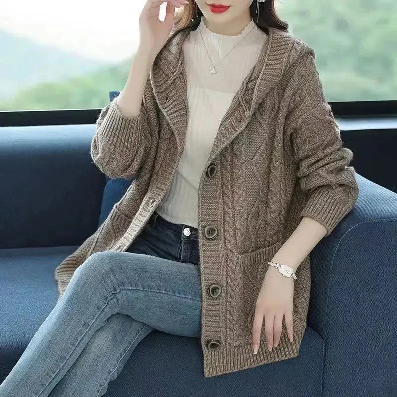 Lina™ - Elegant Diamond Knit Cardigan