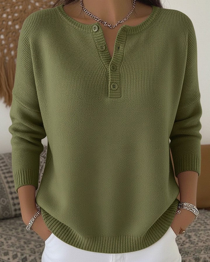 Grietje | Henley Knitted Sweater with Buttons