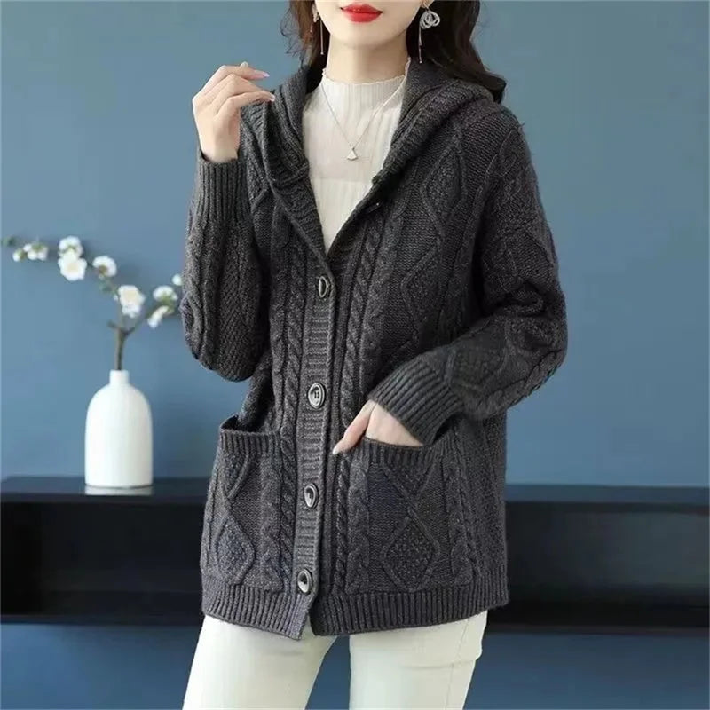 Lina™ - Elegant Diamond Knit Cardigan
