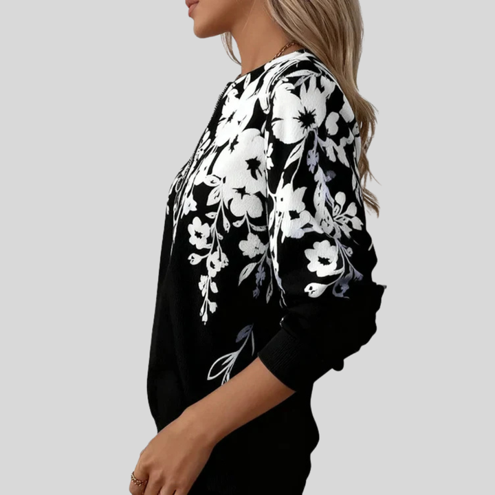 Crimson | Floral Zip Hoodie