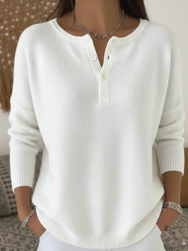 Grietje | Henley Knitted Sweater with Buttons