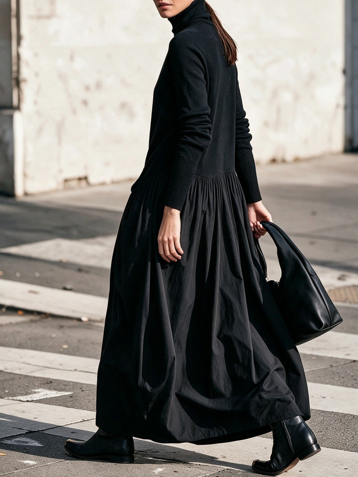 Ilaria | Oversized High Neck Maxi Dress with Pockets