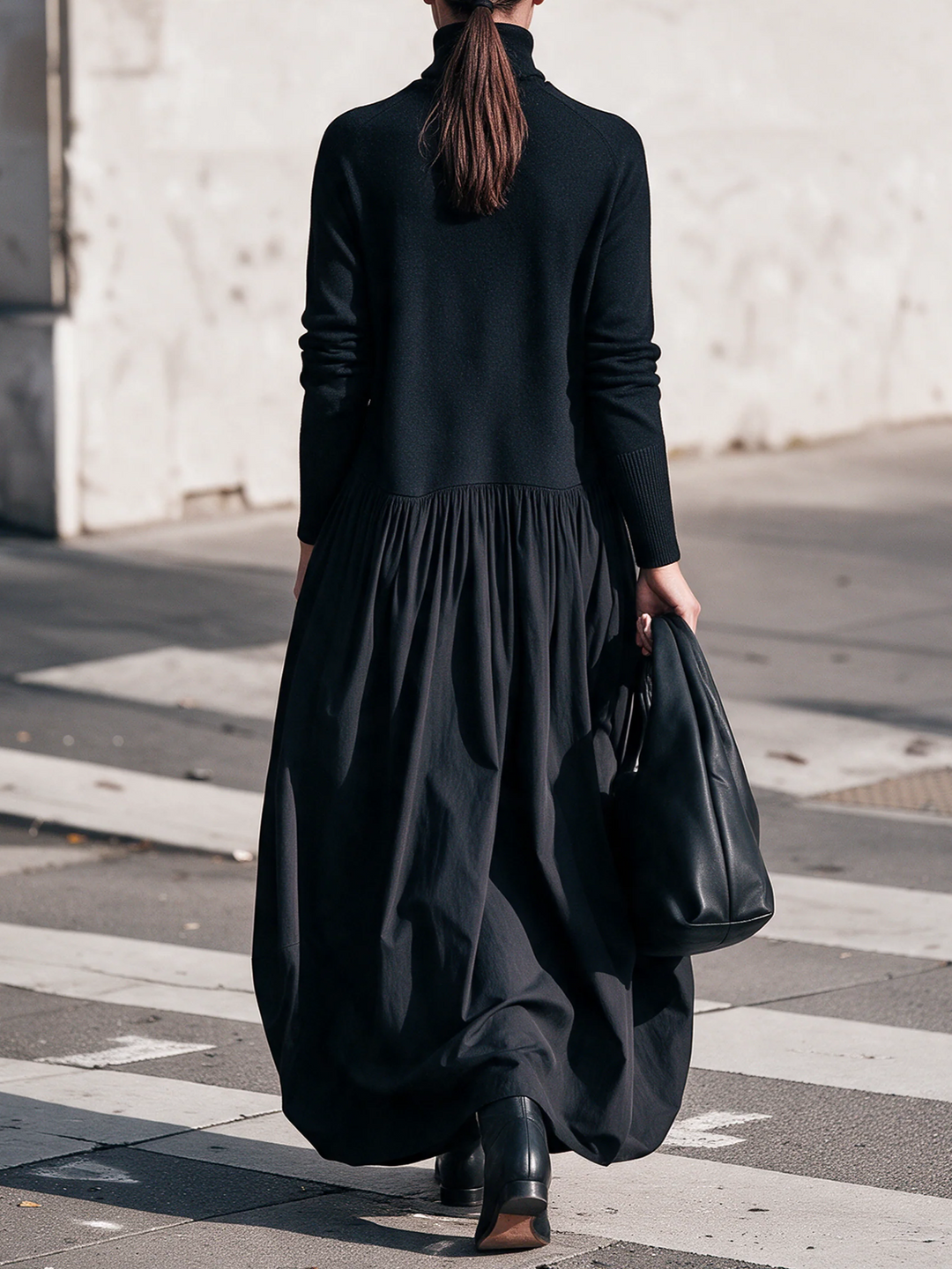 Ilaria | Oversized High Neck Maxi Dress with Pockets