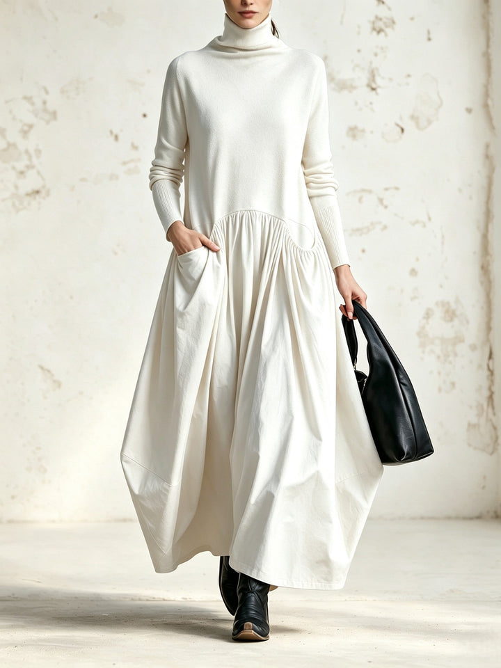 Ilaria | Oversized High Neck Maxi Dress with Pockets