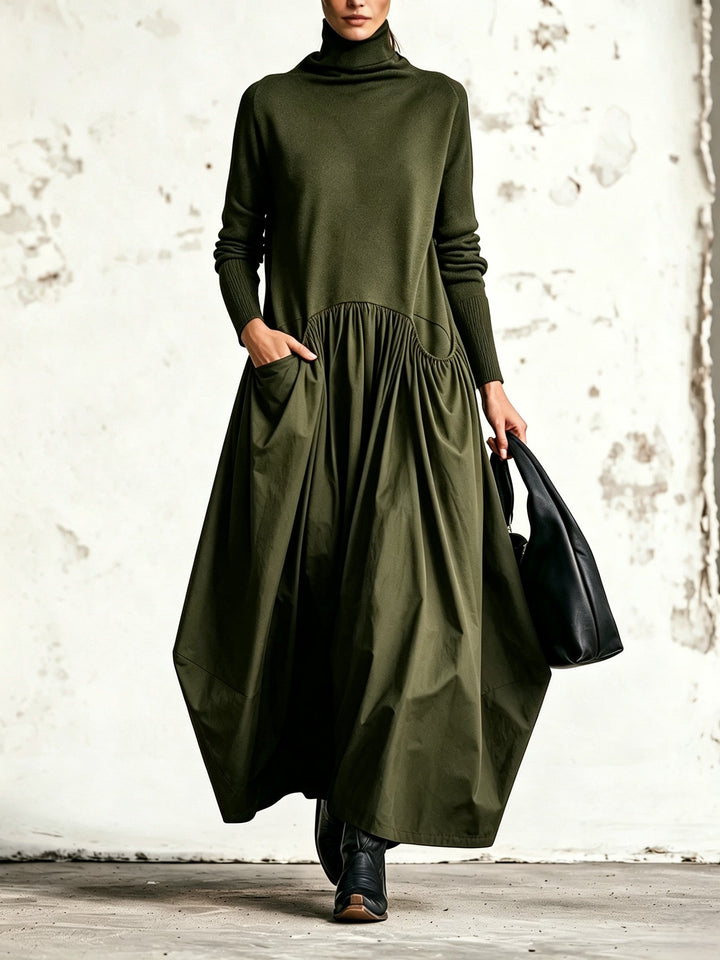 Ilaria | Oversized High Neck Maxi Dress with Pockets