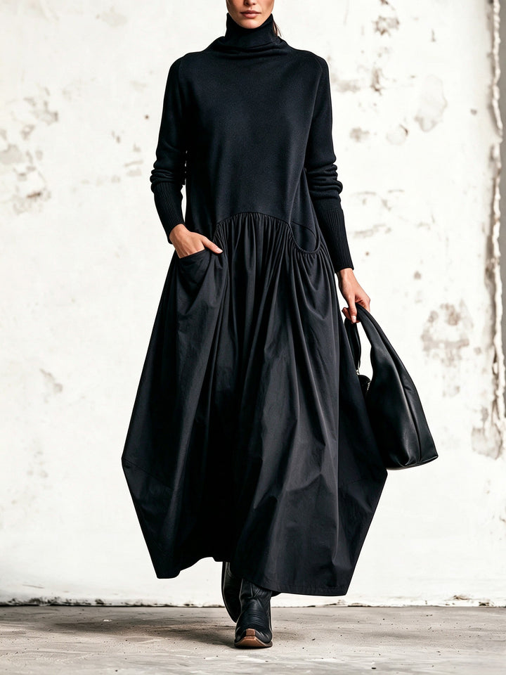 Ilaria | Oversized High Neck Maxi Dress with Pockets