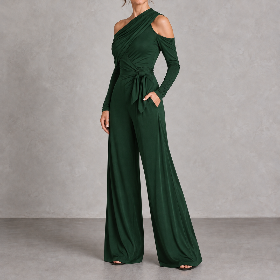 Adelisa | One-Shoulder Jumpsuit with Side Knot and Wide Pants