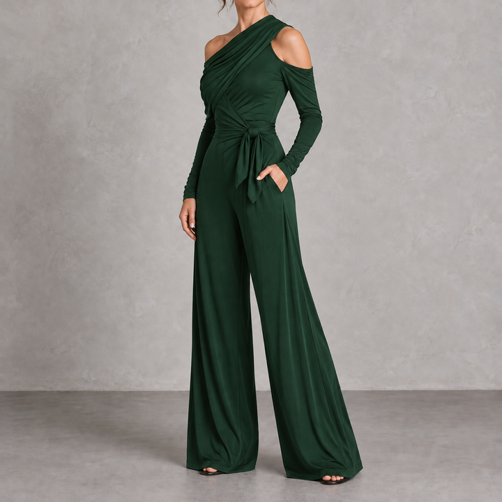 Adelisa | One-Shoulder Jumpsuit with Side Knot and Wide Pants