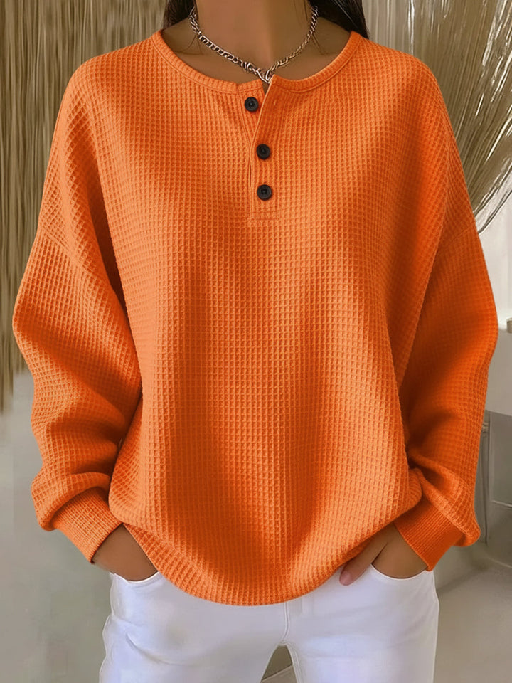 Bregje | Cozy Henley Sweatshirt with Waffle Texture