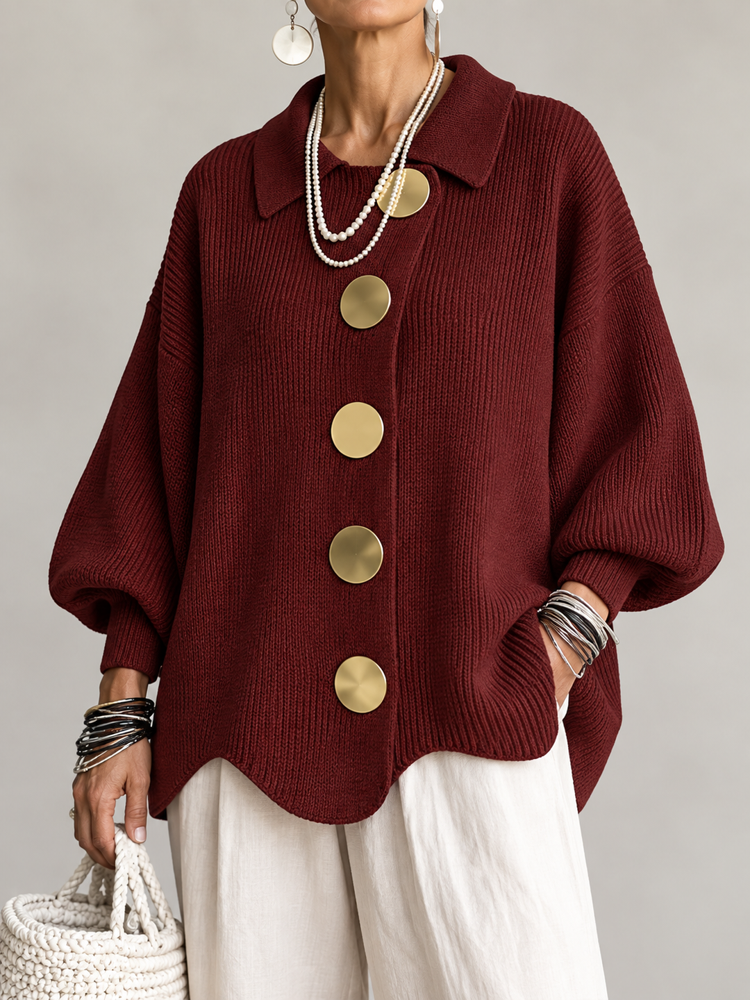 Ardelle™ | Oversized Cardigan with Collar